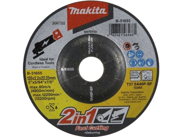 Makita SLIPE/KJÆRESKIVE 125*2,2*22MM 2IN1