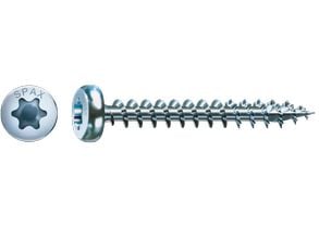 SPAX 0201010400353, Skru, Metall, Zink, Tre, Panorama-hode, Torx, Metallisk