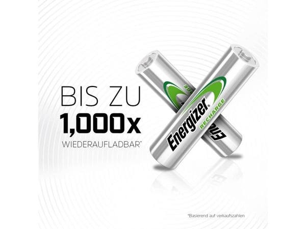 Energizer Recharge Universal, Laddningsbart batteri, AAA, Alkalisk, 4 styck, 500 mAh, Grön, Silver