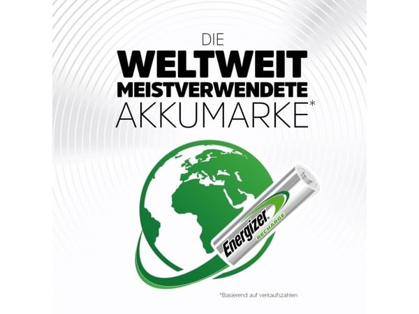 Energizer Recharge Universal, Laddningsbart batteri, AAA, Alkalisk, 4 styck, 500 mAh, Grön, Silver