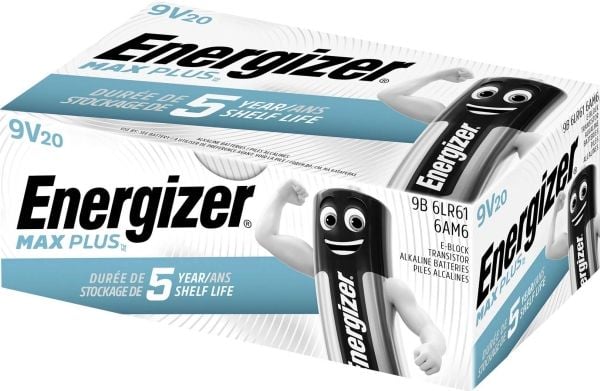 Paristot Energizer® Alkaline Max Plus™, 9V, 9 V, 20 kpl pakkaus