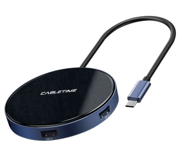 Cabletime 580340208, USB 3.2 Gen 2 (3.1 Gen 2) Type-C, USB 2.0, 5000 Mbit/s, Silver, Gjuten aluminium, 60 W