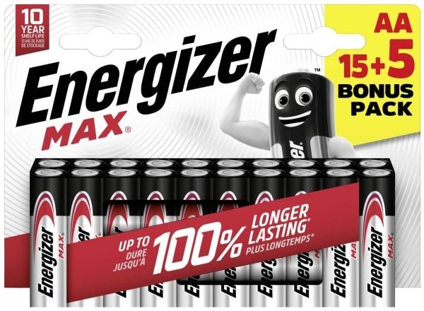 Energizer Max AA AA paristo alkali-mangaani 1,5 V 20 kpl