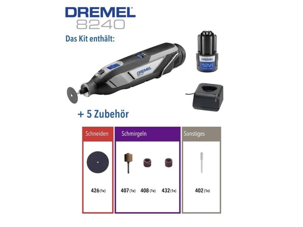 Dremel F0138240JA, Lithium-Ion (Li-Ion), skjæring / kapping, Sliping, Polering, Engraving, Hygiene, Sliping, Hengekrok, Grå, Svart, Blå, 35000 OPM,...