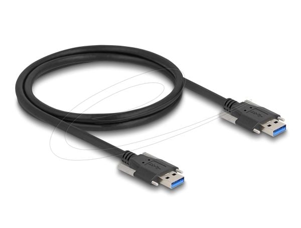 Delock USB 5 Gbps-kabel Type-A hann til Type-A hann med skrueavstand 22 mm 1 m svart