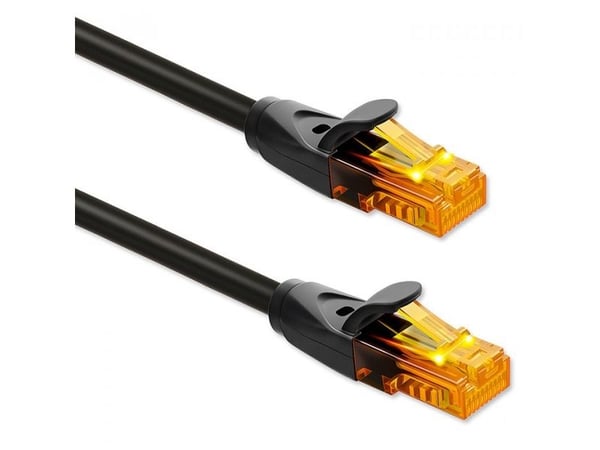 Qoltec UTP patchkabel | CAT6 | 2 x RJ-45 | høy hastighet 1 Gbps | gullbelagte kontakter | 10 m | svart