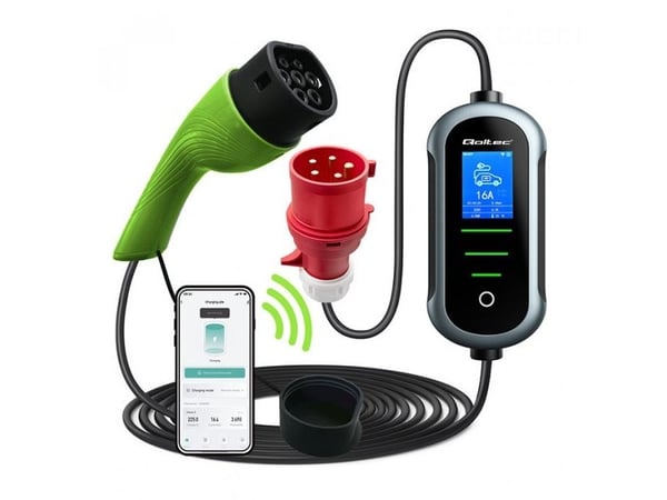 Qoltec Mobil EV-lader med justerbar 2in1 Type2 | 22kW | 400V | Wi-fi | TUYA | SMART LIFE | LCD | Bærbar | Wallbox | 7m