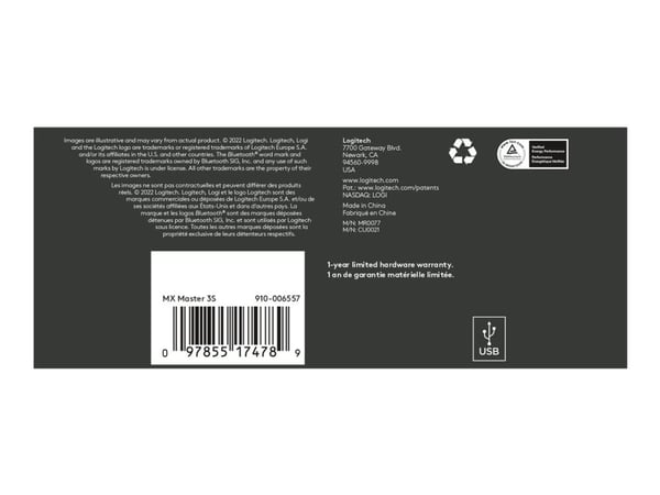 Logitech Master Series MX Master 3S - Mus - trådløs - Bluetooth (uten dongle)