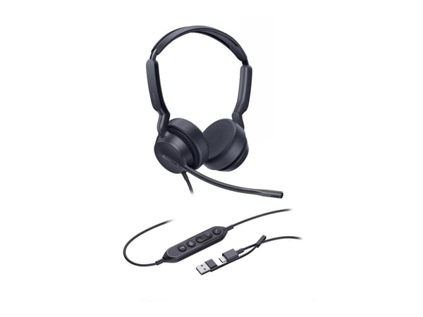 Hodesett Yealink UH42 Dual Teams USB-C/A Hodesett med ledning og hodebøyle Połączenia/muzyka USB Type-C / USB Type-A Svart