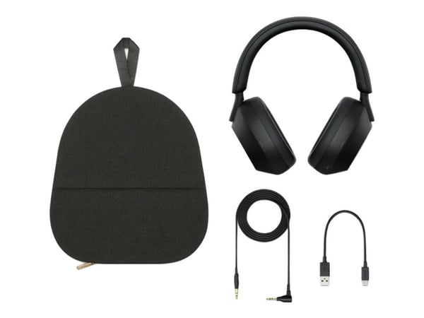Sony WH-1000XM5 - Kuulokkeet mikrofonilla. - täysikokoinen - Bluetooth - langaton, kaapeli - aktiivinen kohinanvaimennus - 3,5 mm jakki - musta