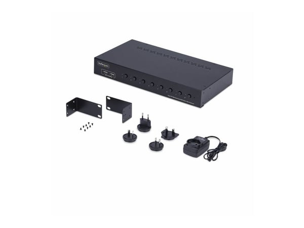 Startech 8-Port DisplayPort KVM Switch w/1U Rack Mount Kit, 4K 60Hz - KVM-svitsj - 8 x KVM port(s) - 1 lokalbruker - stasjonær - TAA-samsvar
