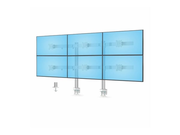 Startech Six-Monitor Desk Mount w/ Crossbar, Up To 32" Screens/17.6lb - Monteringssett - for 6 LCD-skjermer - kolonne, dual - plastikk, stål - hvit...