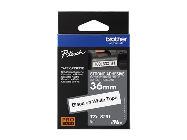 Brother TZe-S261 - Ekstra sterk adhesiv - svart på hvitt - Rull (3,6 cm x 8 m) 1 kassett(er) laminert teip - for P-Touch PT-3600, 530, 550, 9200, 9...