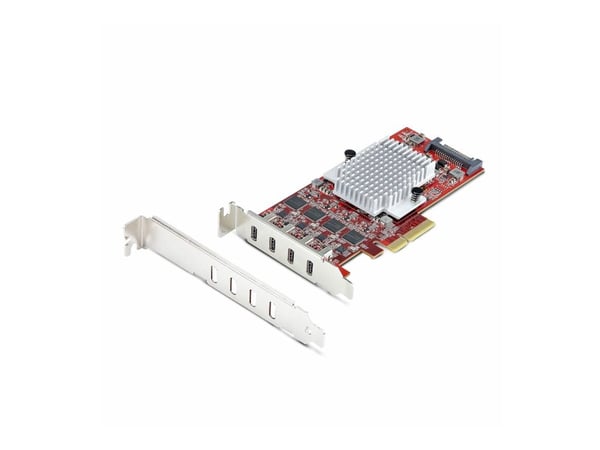 StarTech.com P10Q4C-USB-CARD-LP, PCIe, USB 3.2 Gen 2 (3.1 Gen 2), PCI 3.0, SATA 15 -liitin, punainen, ASMedia - ASM3142 x4, ASMedia - ASM1543 x4, A...
