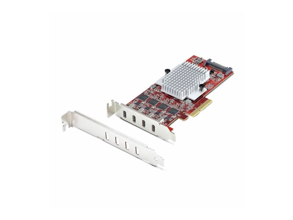 StarTech.com P10Q4C-USB-CARD-LP, PCIe, USB 3.2 Gen 2 (3.1 Gen 2), PCI 3.0, SATA 15 -liitin, punainen, ASMedia - ASM3142 x4, ASMedia - ASM1543 x4, A...