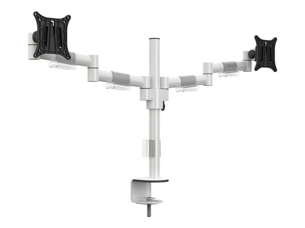 Multibrackets M VESA Deskmount Officeline Dual - Monteringssett - for 2 LCD-skjermer - stål - hvit - skjermstørrelse: 15"-30" - skrivebordsmonterbar