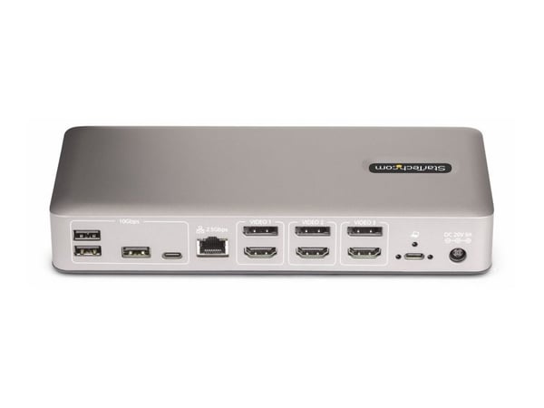 Startech Triple-Monitor USB4 Docking Station, 4K 60Hz HDMI or DisplayPort, 100W Laptop Charging, 2.5GbE, USB-C Multi-Monitor Dock, Driverless - Dok...