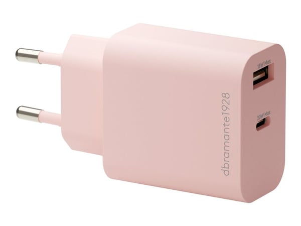 DBRAMANTE WALL CHARGER USB-C 20W+USB A 18W PNK
