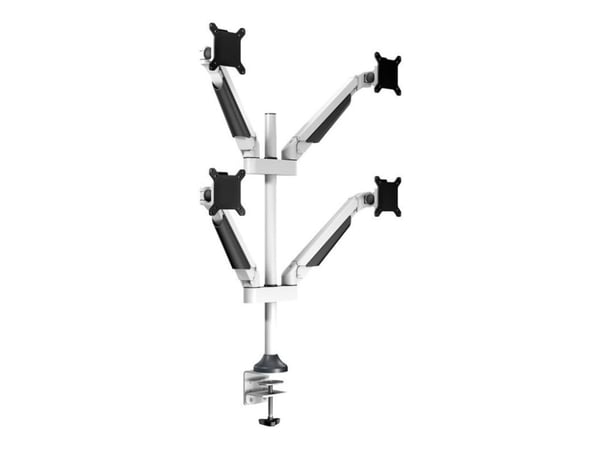 Multibrackets M VESA Gas Lift Arm Quad - Monteringssett (skrivebordsklemmemontering, 4 leddarmer) - for 4 LCD-skjermer - aluminium - hvit - skjerms...