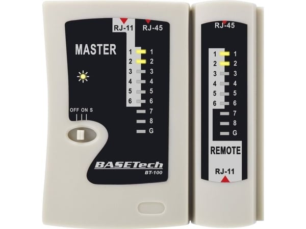Basetech kabeltester BT-100 BT-100 Egnet for RJ-45, RJ-11