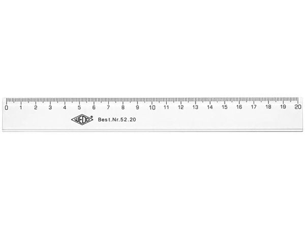 Wedo 52 20, Vanlig linjal, Plastikk, Gjennomsiktig, cm, 20 cm, 1 stykker