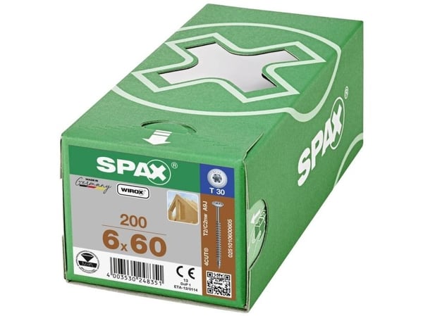 Puurakennusruuvit levypää SPAX T-Star 6x60 mm TX30 Wirox