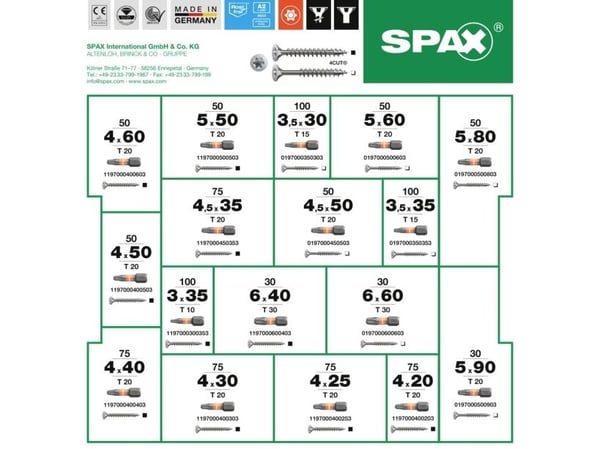 SPAX 5000009165019 Kombinationsskruv sortiment 1 Set