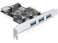 DeLOCK PCI Express-kort -> 3 x eksternt + 1 x intern USB 3.0 Delock PCI Express-kortet utvider din PC med tre eksterne USB 3.0-porter og en intern ...