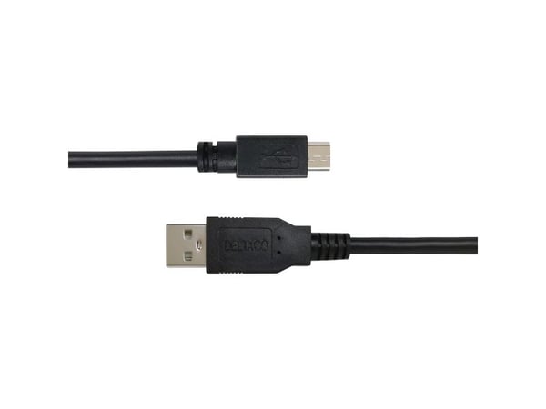DELTACO - USB-kabel - Micro-USB type B (hann) til USB (hann) - USB 2.0 - 2.4 A - 1 m - up to 480 Mbps - svart