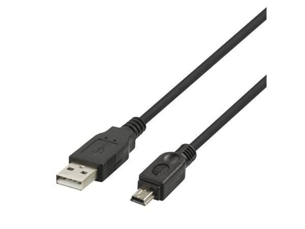 DELTACO - USB-kabel - mini-USB Type B (hann) til USB (hann) - USB 2.0 - 1 m - up to 480 Mbps - svart