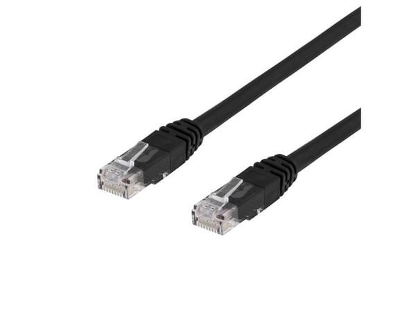 DELTACO - Koppeledning - RJ-45 (hann) til RJ-45 (hann) - 10 m - UTP - CAT 6 - halogenfri, formet - svart