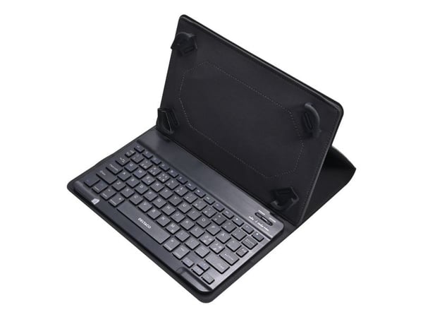 DELTACO TB-138 - Tastatur og folioveske - trådløs - Bluetooth - Nordisk - svart tastatur, svart boks