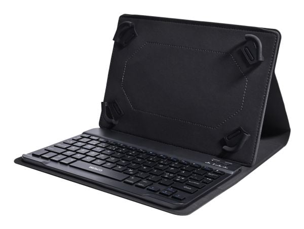 DELTACO TB-138 - Tastatur og folioveske - trådløs - Bluetooth - Nordisk - svart tastatur, svart boks