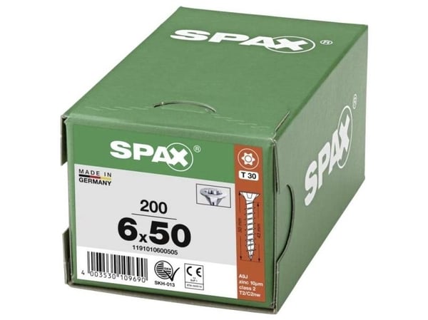 SPAX 1191010600505 Träskruv 6 mm 50 mm T-STAR Plus Stål WIROX 200 st