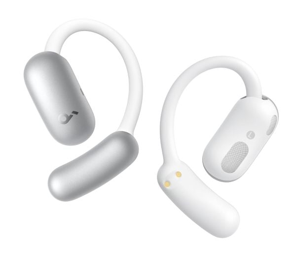 Anker Soundcore AeroFit 2 AI Assistant - True wireless-hodetelefoner med mikrofon - åpent øre - over-øret-montering - Bluetooth - hvit