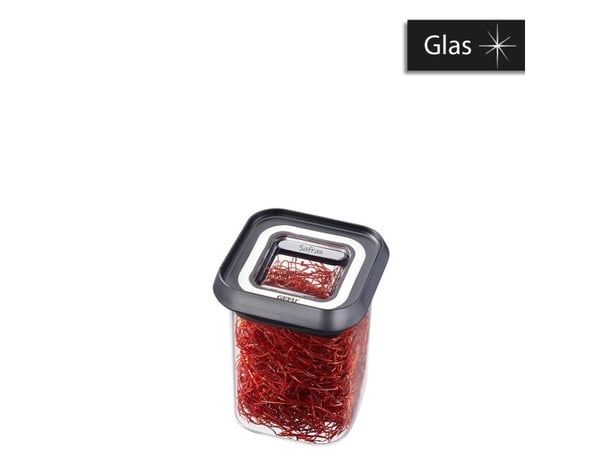 GEFU PANTRY mini, Beholder, Rektangulær, 0,18 l, Svart, Gjennomsiktig, Borosilikatglass, Plast, Silikon, Rustfritt stål, 70 mm