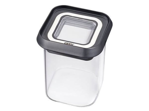 GEFU PANTRY mini, Beholder, Rektangulær, 0,18 l, Svart, Gjennomsiktig, Borosilikatglass, Plast, Silikon, Rustfritt stål, 70 mm