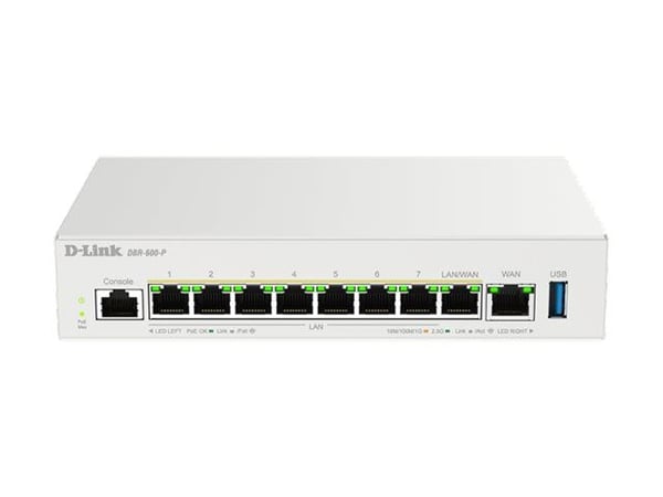 D-Link DBR-600-P - Trådløs ruter 8-portssvitsj - 2.5GbE, 1GbE