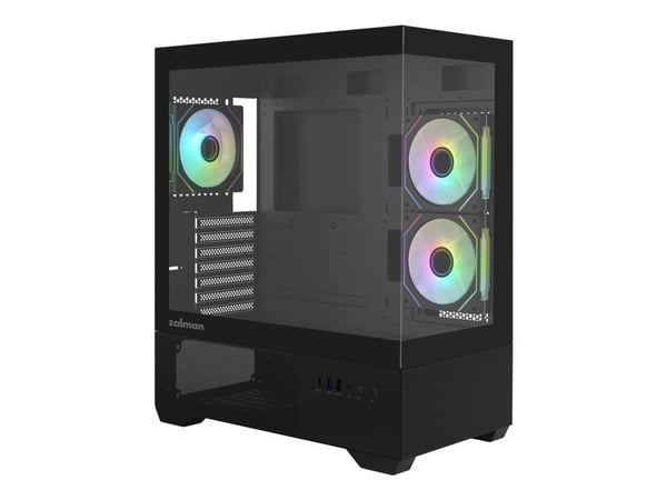 Zalman CHRONIX V2 - Mid tower - ATX - genomskinlig sidopanel (härdat glas) - ingen strömförsörjning (ATX) - svart - USB/ljud