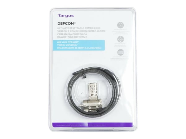 Targus DEFCON - Lås för säkerhetskabel - silver - 2 m