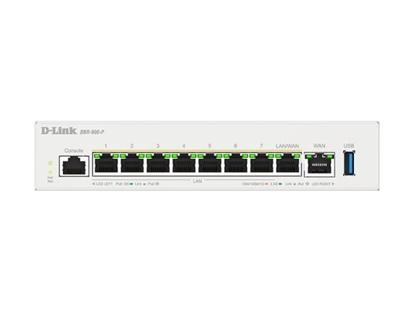 D-Link DBR-600-P - Trådløs ruter 8-portssvitsj - 2.5GbE, 1GbE