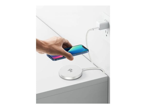 eSTUFF - Trådløs ladematte - 15 watt - PD 3.0 (magnetisk) - hvit