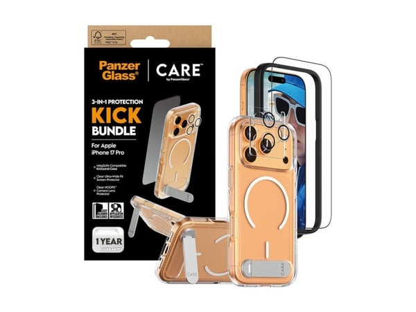 CARE by PanzerGlass - 3-in-1 Kick Bundle - baksidedeksel for mobiltelefon - MagSafe-samsvar - polykarbonat, termoplast-polyuretan (TPU) - blank - f...