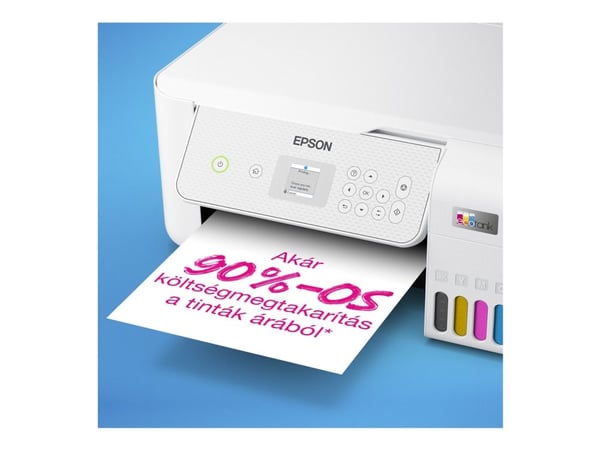 Epson EcoTank L3286 - Multifunksjonsskriver - farge - ink-jet - ITS - A4/Legal (medie) - opp til 10 spm (trykking) - 100 ark - USB, Wi-Fi - hvit