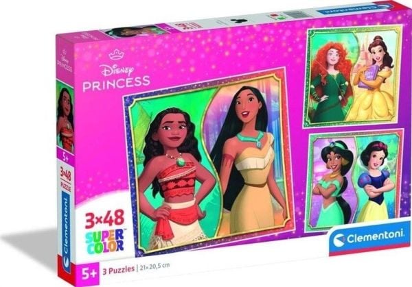 Clementoni puslespill SuperColor Disney Princess 3 x 48 brikker (25064)