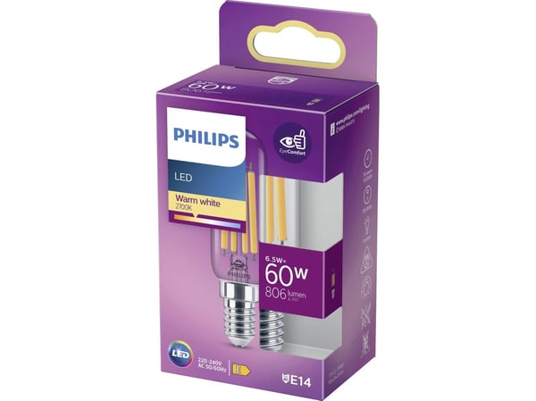 Philips Lamppu, 6,5 W, 60 W, E14, 806 lm, 15000 h, Lämmin valkoinen