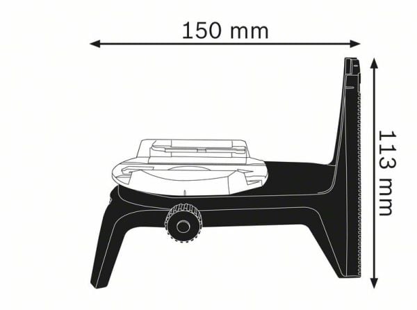 Bosch RM 2, Fästanordning för laservattenpass, Svart, Blå, Golv, Vägg, GLL 2-10, GCL 2-15, GCL 2-15 G, GCL 2-50, GCL 2-50 C/CG, 150 mm, 113 mm