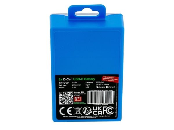 PATONA LR20 Mono D, Oppladbart batteri, LR20, Lithium, 2 stykker, 700 mAh, 61,3 mm