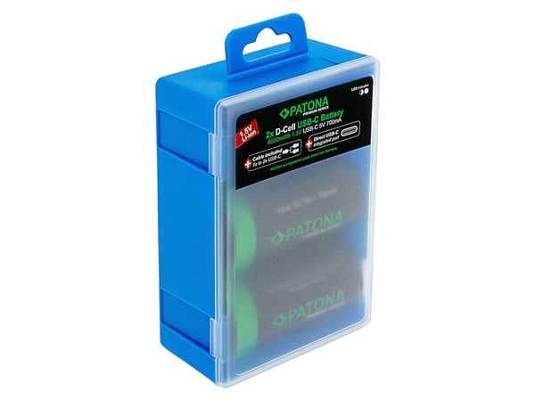 PATONA LR20 Mono D, Oppladbart batteri, LR20, Lithium, 2 stykker, 700 mAh, 61,3 mm