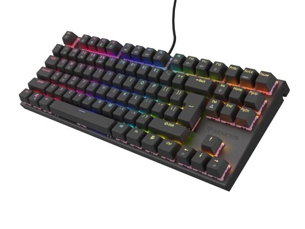 GENESIS Thor 303 TKL, Koblet med ledninger (ikke trådløs), USB, Mekanisk nøkkelbryter, QWERTY, RGB LED, Sort